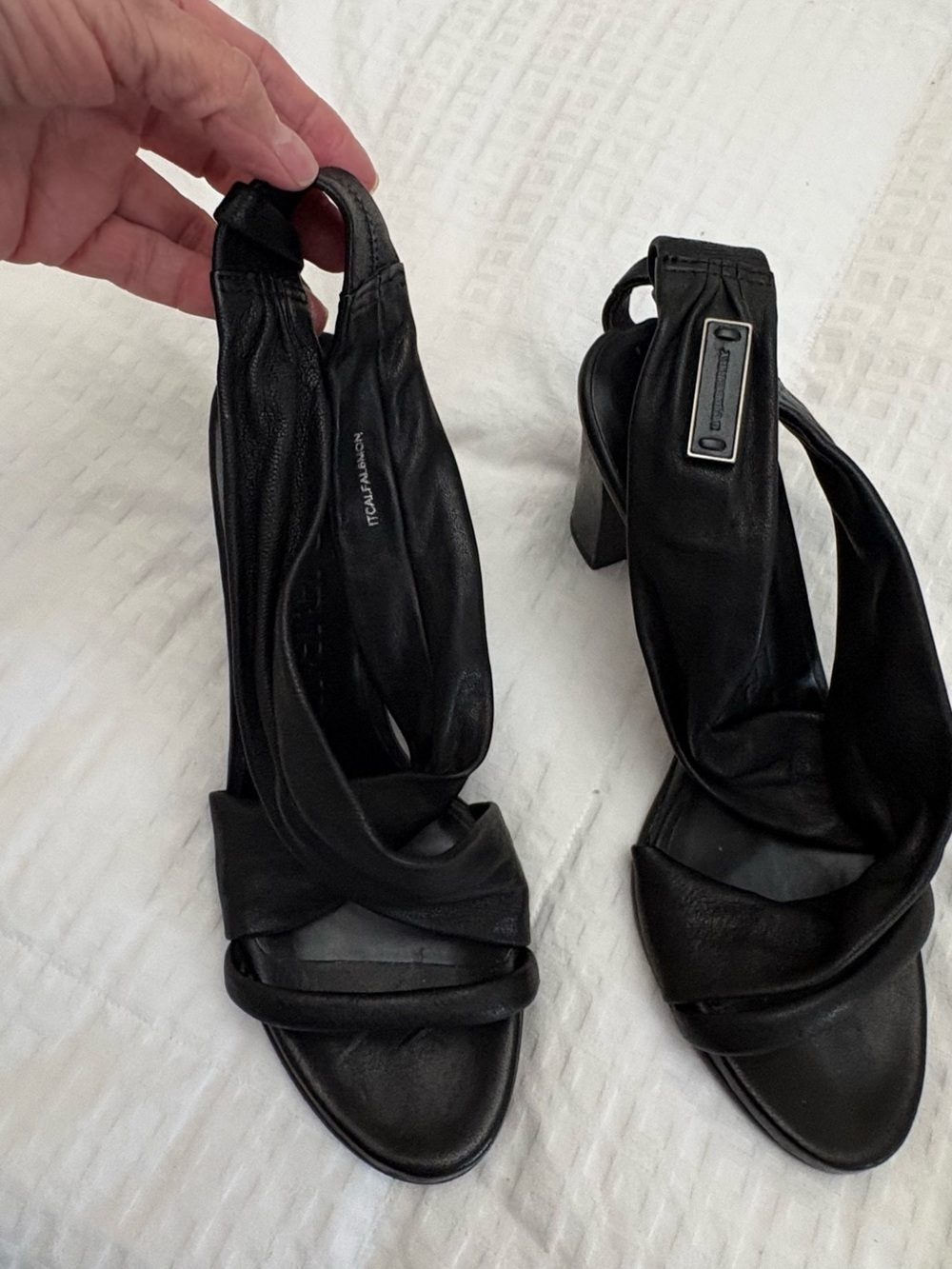Burberry Black Leather Knot-Front Slingback Heels